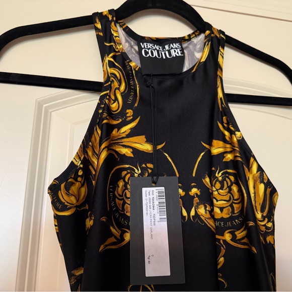 Versace Jeans Couture Elegant Black and Gold Mini Dress - Picture 4 of 6